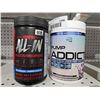 Image 1 : Lot of 2 Assorted Pre-workout Powder - Madness All-In Blue Sharkberry & Pump Addict Grape Freeze