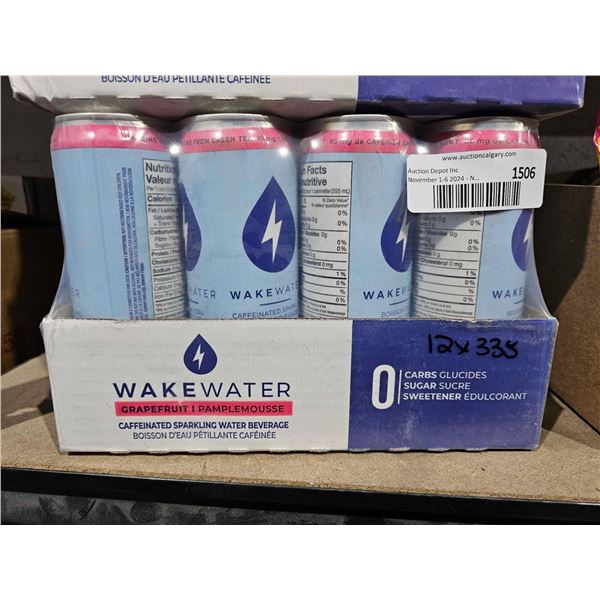 Wake Water Caffeinated Sparkling Water Beverage - Grapefruit - 12x335ml