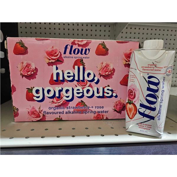 Flow Hello Gorgeous Organic Strawberry + Rose Flavored Alkaline Water 12x 500ml