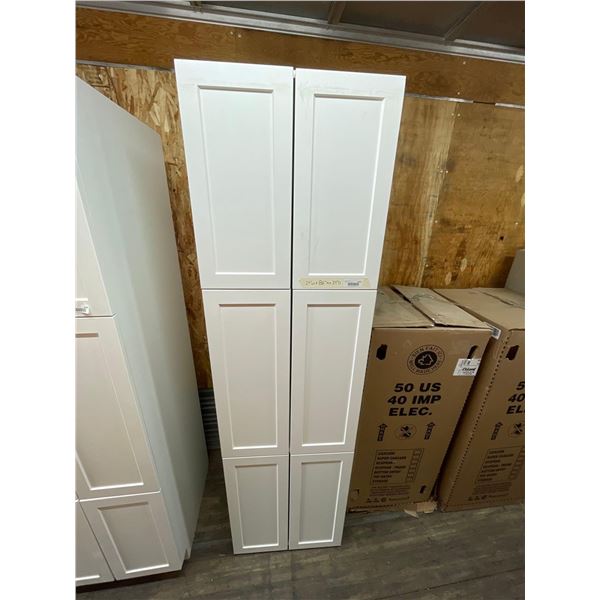 White freestanding double door pantry cabinet - 24Wx84Hx24D
