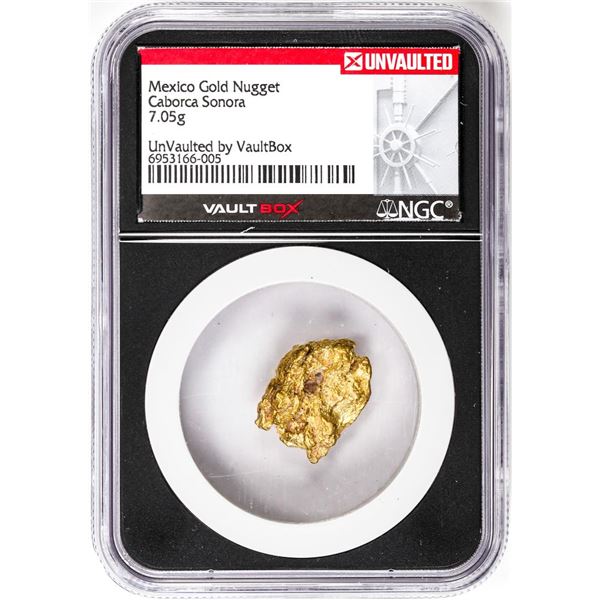 7.05 Gram Caborca Sonora Mexico Gold Nugget NGC Vaultbox Unvaulted