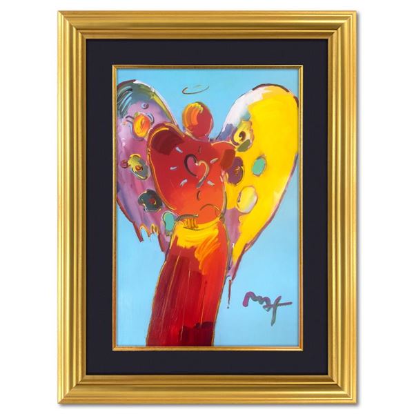 Peter Max "Red Angel with Heart" Original Mixed Media on Paper