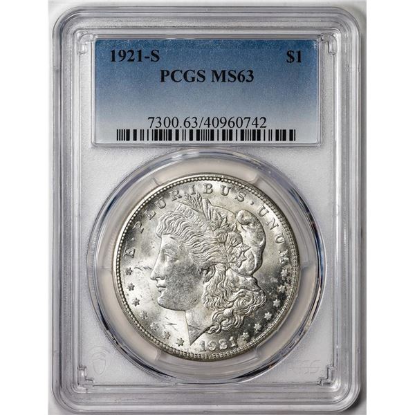 1921-S $1 Morgan Silver Dollar Coin PCGS MS63