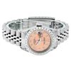 Image 3 : Rolex Ladies Stainless Steel Salmon Diamond Date Wristwatch