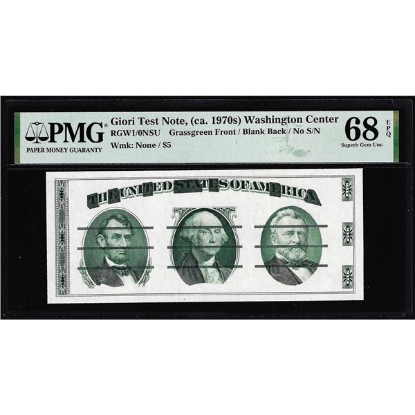 Circa 1970's Washington Center Giori Test Note PMG Superb Gem Uncirculated 68EPQ