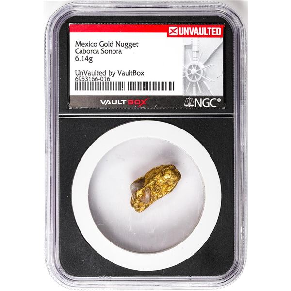 6.14 Gram Caborca Sonora Mexico Gold Nugget NGC Vaultbox Unvaulted