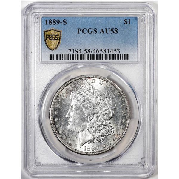 1889-S $1 Morgan Silver Dollar Coin PCGS AU58