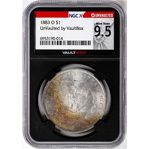 1883-O $1 Morgan Silver Dollar Coin NGCX Mint State 9.5 VaultBox Amazing Toning