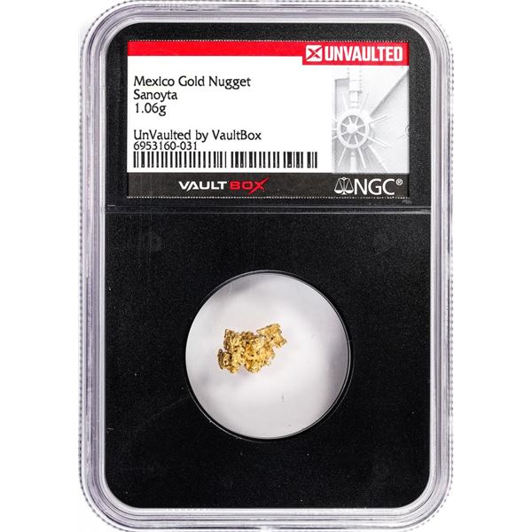 1.06 Gram Sanoyta Mexico Gold Nugget NGC Vaultbox Unvaulted