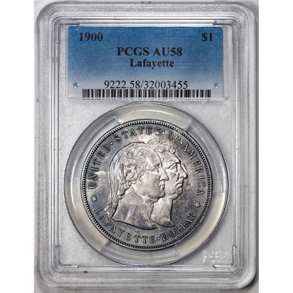 1900 $1 Lafayette Commemorative Silver Dollar Coin PCGS AU58