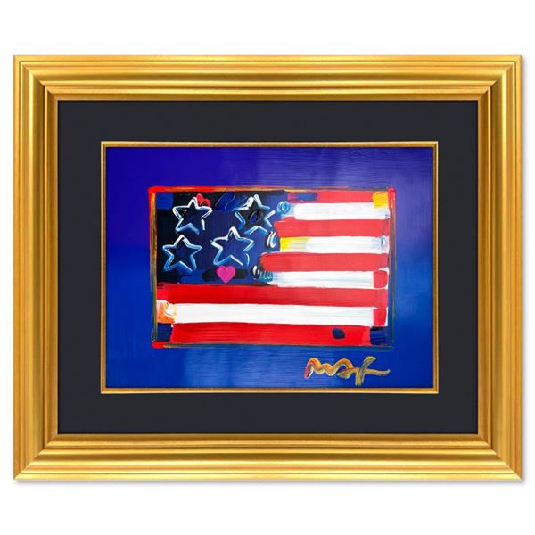 Peter Max "Flag" Original Mixed Media on Paper