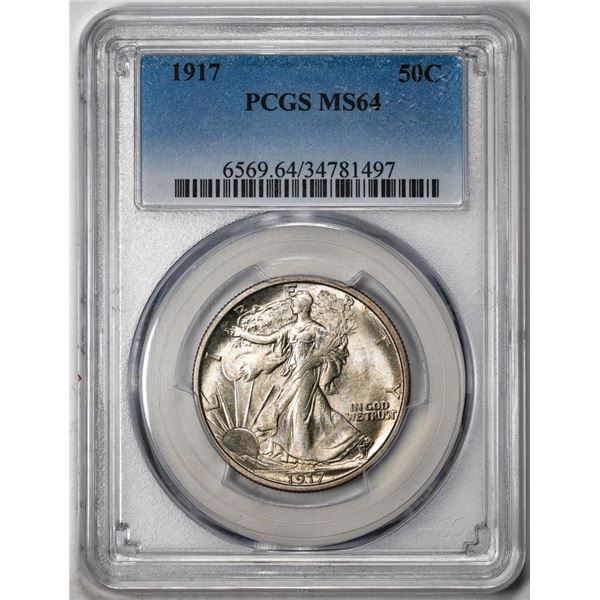 1917 Walking Liberty Half Dollar Coin PCGS MS64