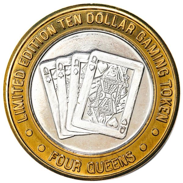 .999 Silver Four Queens Casino Hotel Las Vegas, NV $10 Limited Edition Gaming Token