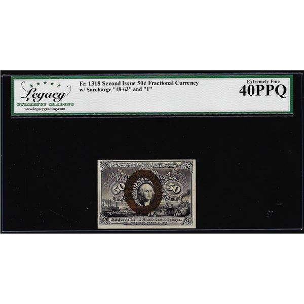 March 3, 1863 Second Issue Fifty Cent Fractional Note Fr.1318 Extremely Fine 40PPQ