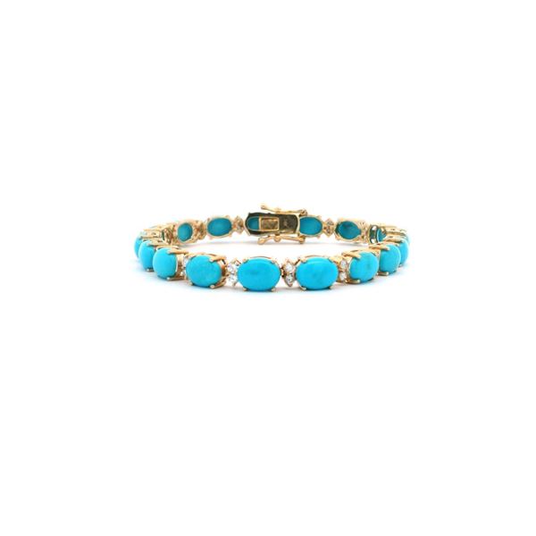 14KT Yellow Gold 19.55 ctw Turquoise and Diamond Bracelet