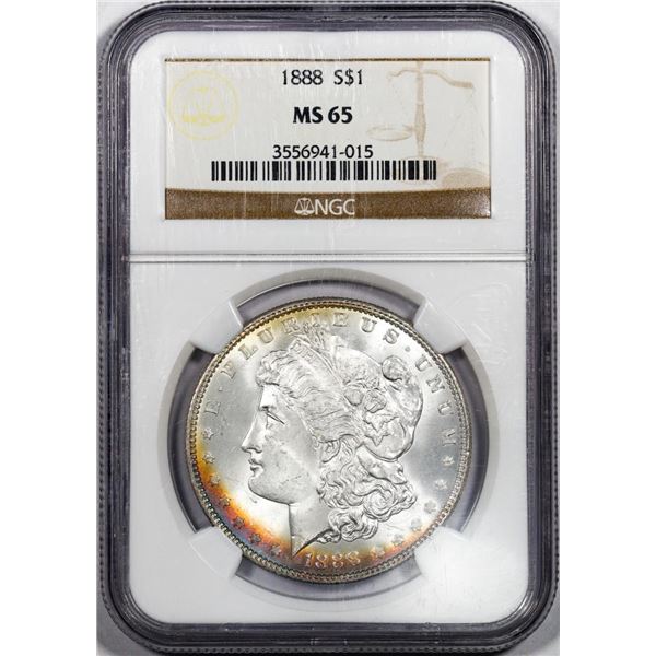 1888 $1 Morgan Silver Dollar Coin NGC MS65 Amazing Toning