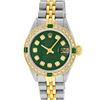 Image 3 : Rolex Ladies Two Tone Green Emerald and Diamond Datejust Wristwatch