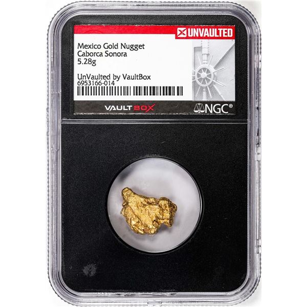 5.28 Gram Caborca Sonora Mexico Gold Nugget NGC Vaultbox Unvaulted