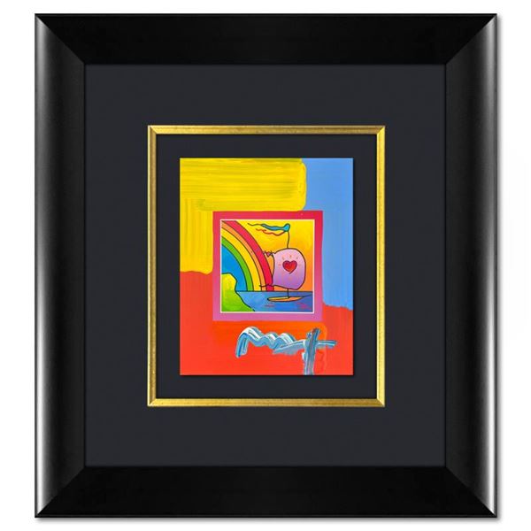 Peter Max "Sailboat with Heart" Original Mixed Media on Paper