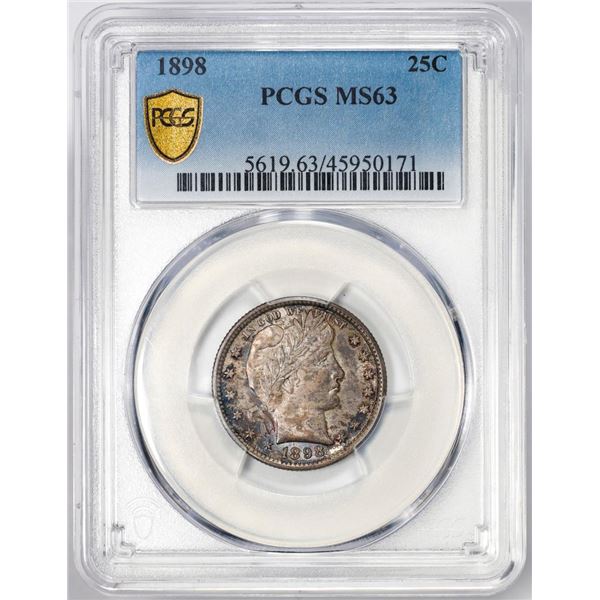1898 Barber Quarter Coin PCGS MS63