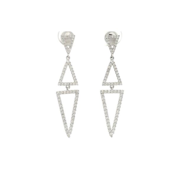 18KT White Gold 0.85 ctw Diamond Dangle Earrings