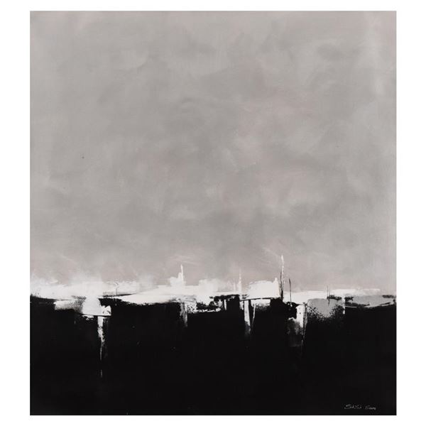 Sisi Sun "Silver Harbor" Original Acrylic on Canvas