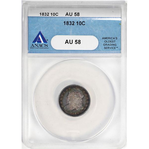 1832 Capped Bust Dime Coin ANACS AU58
