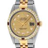 Image 1 : Rolex Mens Two Tone Champagne Ruby and Diamond Datejust Wristwatch