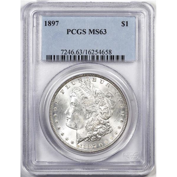 1897 $1 Morgan Silver Dollar Coin PCGS MS63