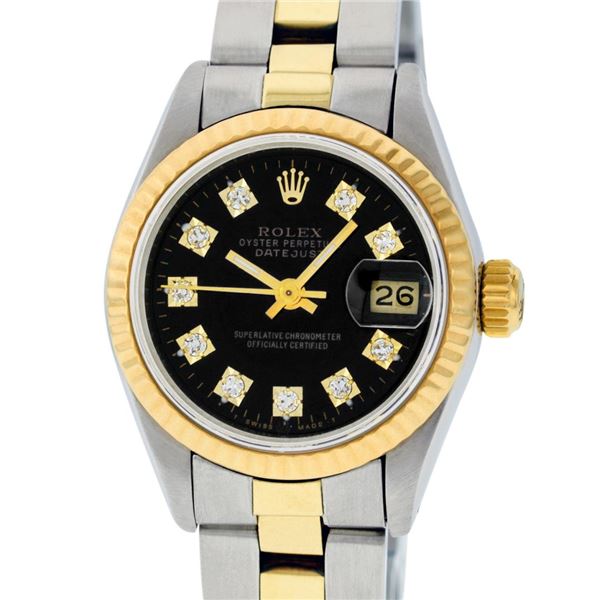 Rolex Ladies Two Tone Diamond Datejust Wristwatch