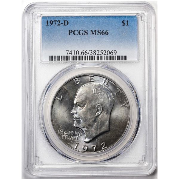 1972-D $1 Eisenhower Silver Dollar Coin PCGS MS66