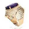 Image 8 : Vintage 14k Gold Oval Synthetic Alexandrite Crisscross Open Work Solitaire Ring
