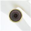 Image 3 : 14k Gold Round Carved Black Mother Of Pearl w/ Cabochon Carnelian Button Ring