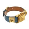 Image 2 : Hermes Blue Metal and Leather Medor Plated 23 Quartz Watch