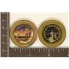 Image 1 : 2 - $1 COLORIZED METAL CASINO GAMING TOKENS: