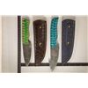 Image 2 : 2 DAMASCUS STEEL FIXED BLADE KNIVES: 8" & 9" GUT