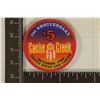 Image 2 : $5 CASHE CREEK CASINO CHIP.  OCTOBER 1994 - 1ST