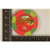 Image 1 : $5 TREASURE CASINO CHIP. RENTON, WA.