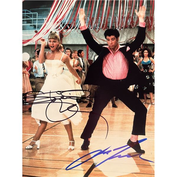 Grease John Travolta and Olivia Newton-John signed movie photo