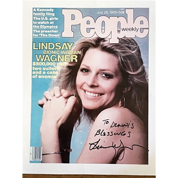 Bionic Woman Lindsay Wagner signed People magazine cover photo