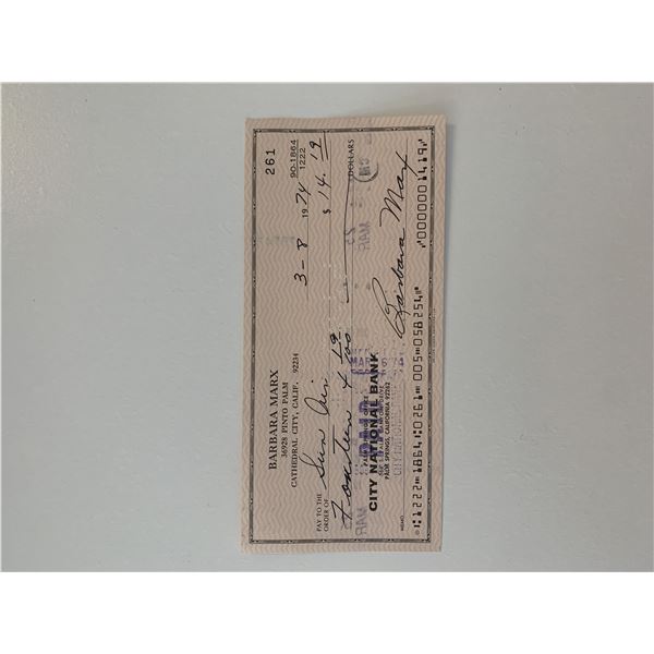Barbara Marx signed check