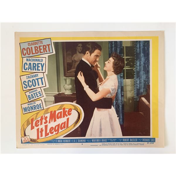 Let's Make It Legal original 1951 vintage lobby card