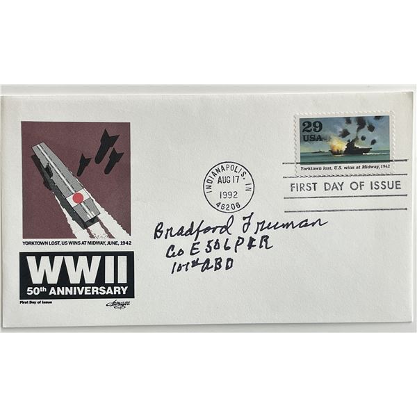 WW2 veteran Bradford Freeman signed first day cover