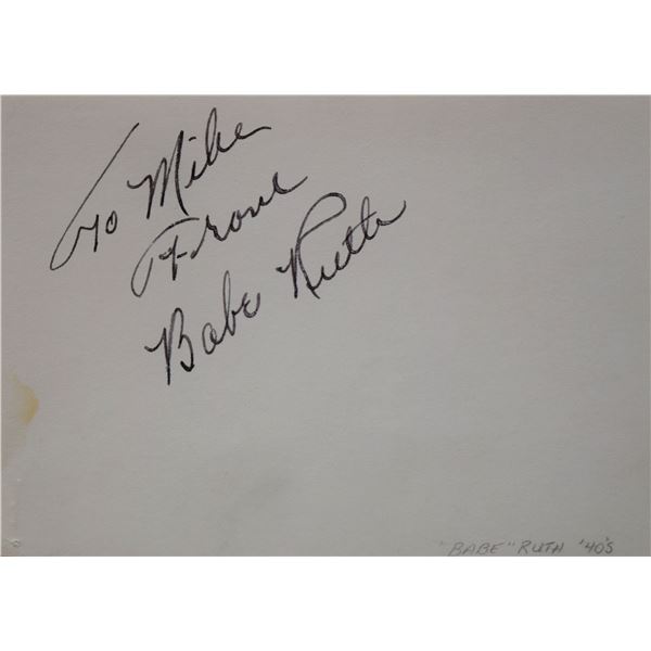 Babe Ruth signature slip