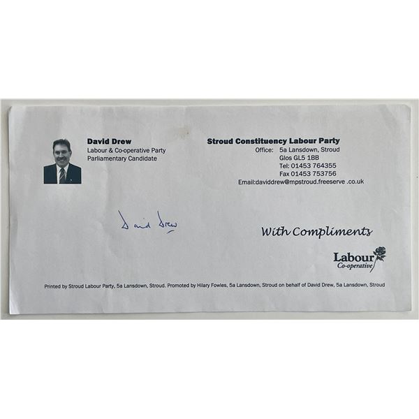 Parliamentary candidate David Drew signed note