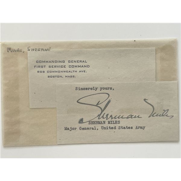 US Army Major General Sherman Miles autograph note