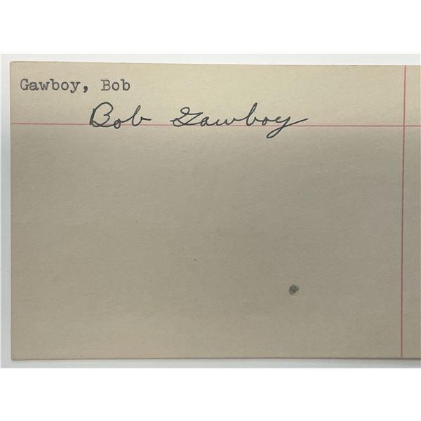 Swimming champion Bob Gawboy autograph note