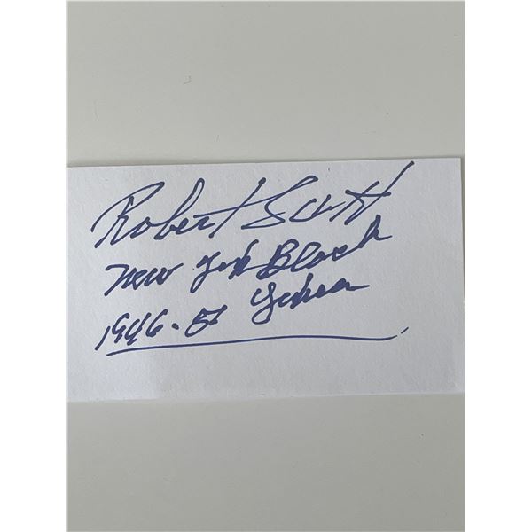 Baseball player Robert Scott autograph note