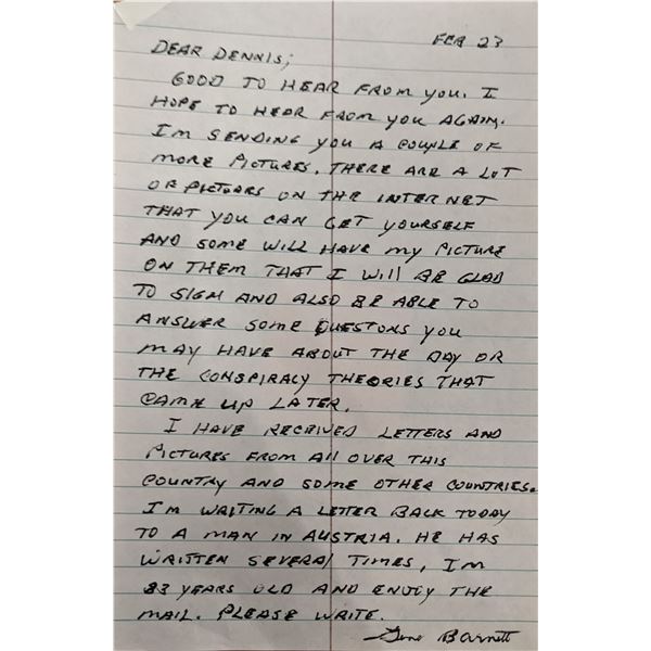 G. Barnett Signed Letter