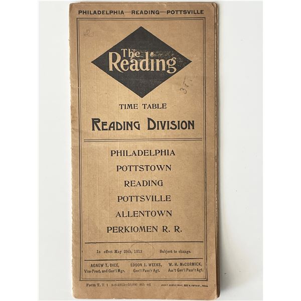 The Reading train schedule 1912